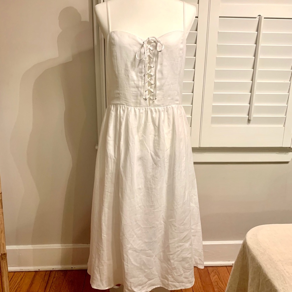 NEW Reformation White Serena Midi Dress Size 10
